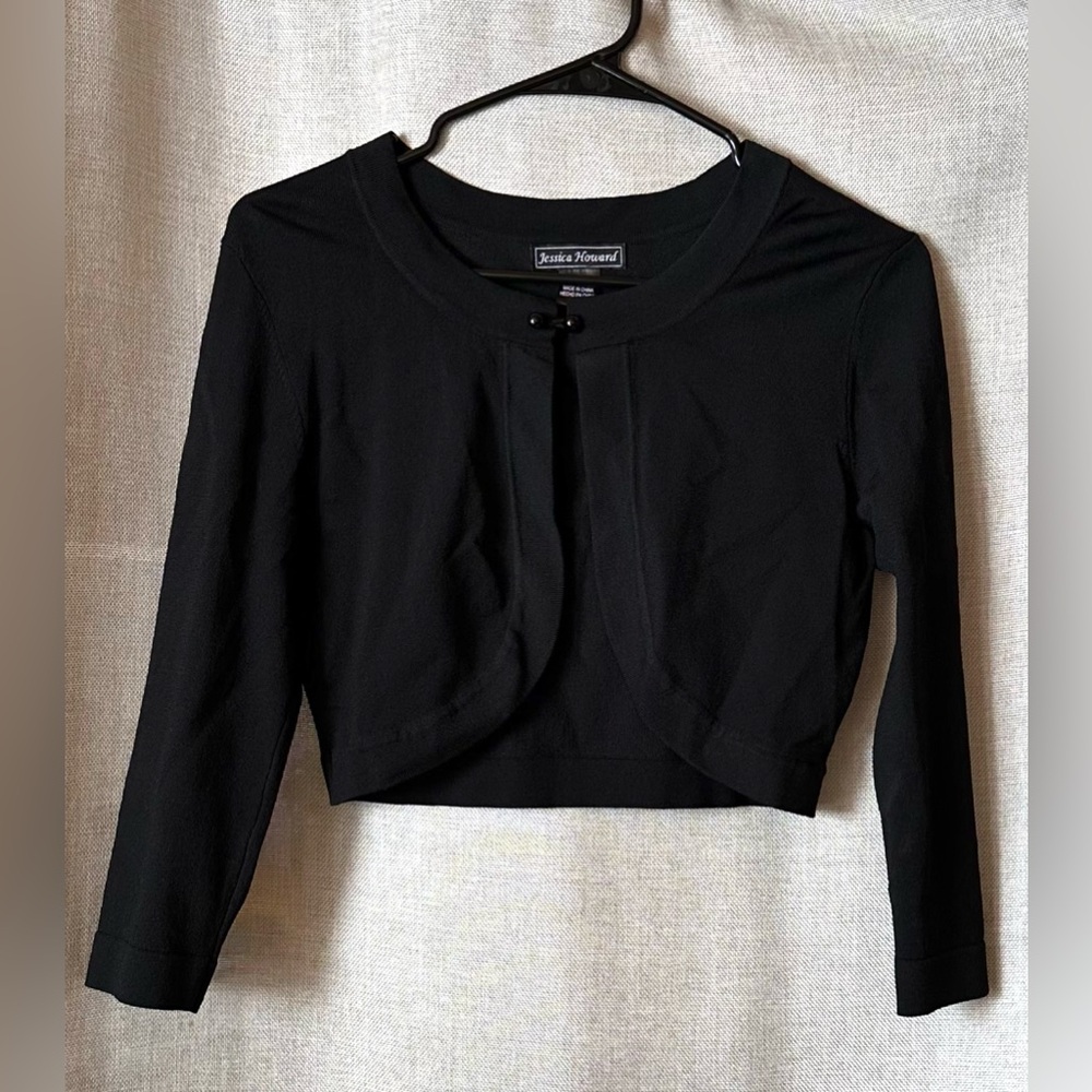 Jessica Howard•shrug/jacket•3/4 sleeve•small•viscose blend•black